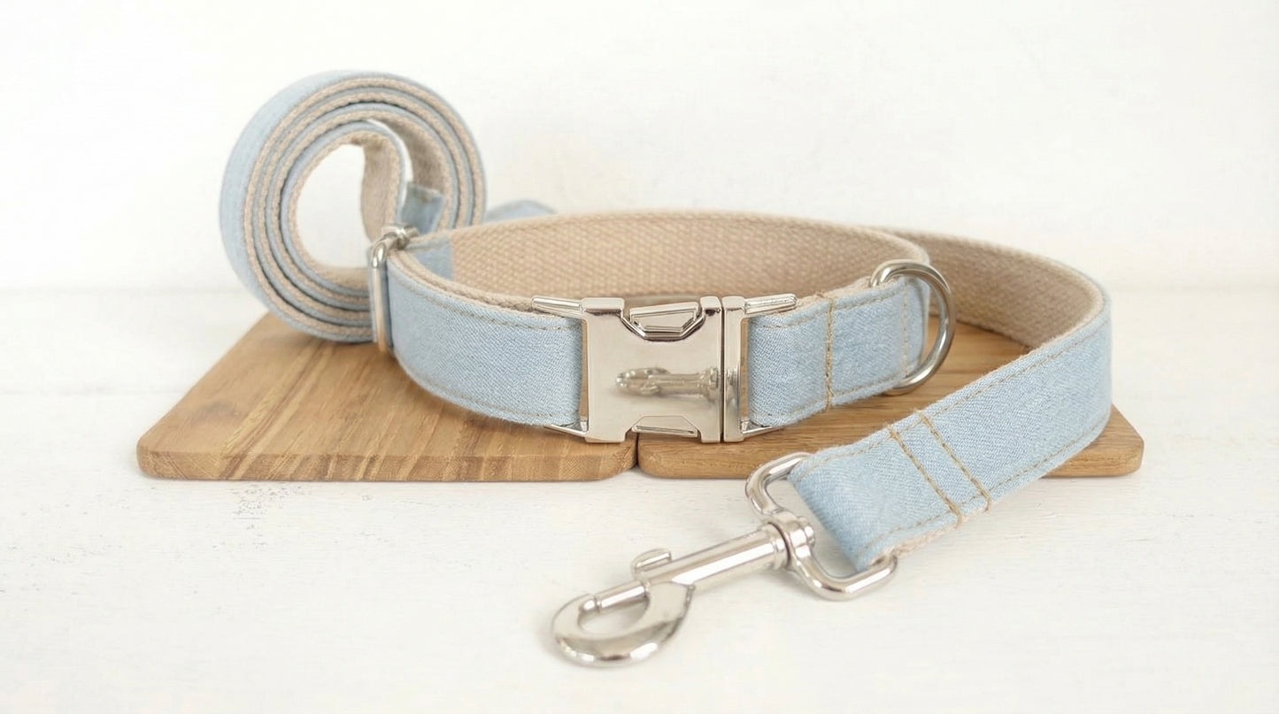 Denim Dog Leash & Collar Set