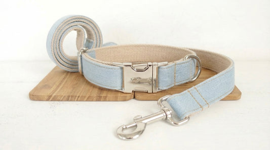 Denim Dog Leash & Collar Set