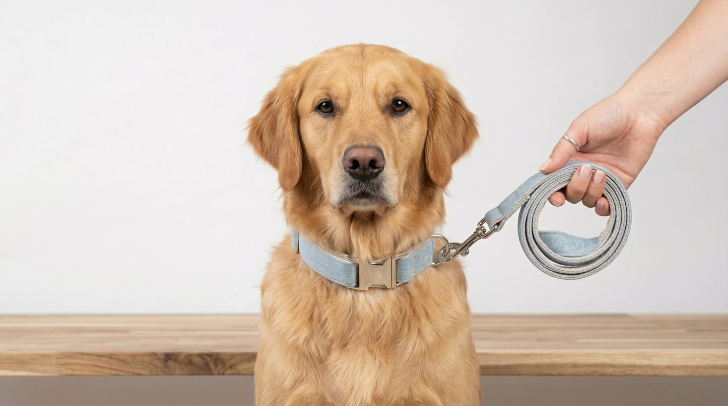 Denim Dog Leash & Collar Set
