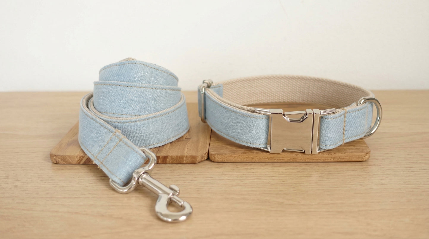 Denim Dog Leash & Collar Set